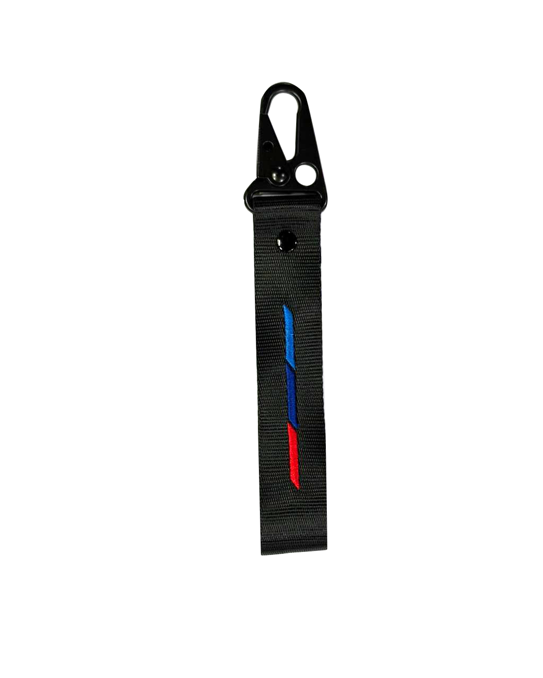 Performance Stitch Keyring – Black with Racing Stripes